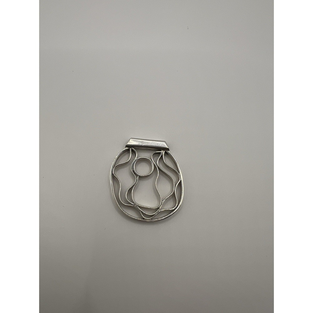 Sterling Silver Openwork Abstract Wave Round Pendant 6.92g